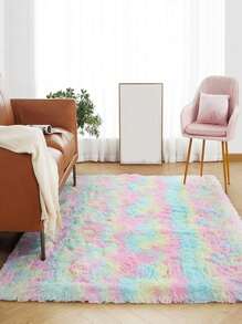 1pc Polyester Rug, Modern Tie Dye Fuzzy Bedroom Rug For Living Room - Multicolor - View 8
