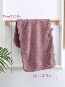 2pcs/Set Solid Color Towel Set, Minimalist Fabric Bath Towel Set For Bathroom Shower Towels For Beauty Salon, Hotel Sports,Home Essentials, Towel, Skin Care - Purple - View 5