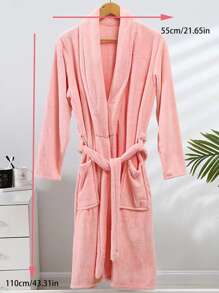 1 pieza Bata de baño rosa para mujer, decoración del hogar y el baño, de vuelta a la escuela - Rosa - Ver 4