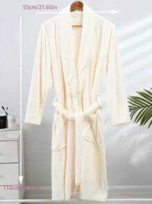 1pc Women's White Bathrobe Summer Wedding Home Bathroom Decor Back To School - White - View 4