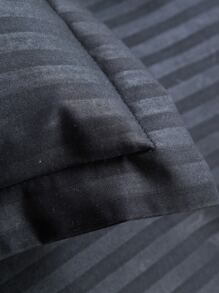 Bộ chăn ga gối họa tiết kẻ sọc Không có chất độn Phòng ngủ Bộ đồ giường đơn giản - màu đen - Xem 7