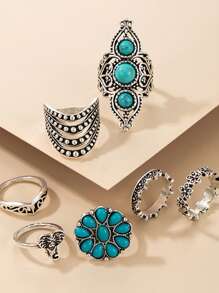 Cái/bộ Vintage Hợp Kim Kẽm Trang Trí Màu Ngọc Lam Vòng Cho Nữ Trang Trí Hàng Ngày - màu xanh lá - Xem 2