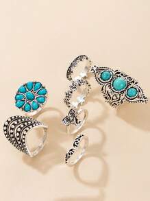 Cái/bộ Vintage Hợp Kim Kẽm Trang Trí Màu Ngọc Lam Vòng Cho Nữ Trang Trí Hàng Ngày - màu xanh lá - Xem 3