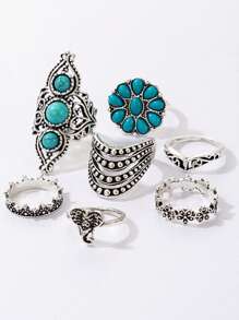 Cái/bộ Vintage Hợp Kim Kẽm Trang Trí Màu Ngọc Lam Vòng Cho Nữ Trang Trí Hàng Ngày - màu xanh lá - Xem 4