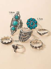 Cái/bộ Vintage Hợp Kim Kẽm Trang Trí Màu Ngọc Lam Vòng Cho Nữ Trang Trí Hàng Ngày - màu xanh lá - Xem 5