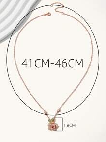 1入組時尚方晶鋯石花朵墜飾銀項鍊適用於女士適用於禮品