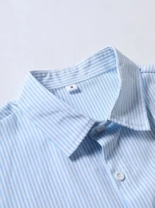 Manfinity Homme Men Cotton Striped Print Shirt Without Tee - Blue and White - View 4