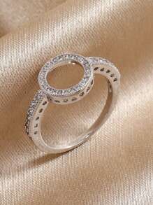 Cubic Zirconia Decor Ring - Silver - View 1