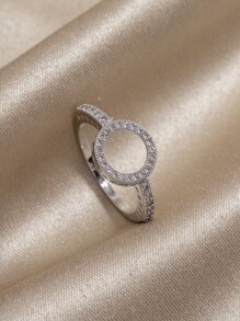 Cubic Zirconia Decor Ring - Silver - View 3