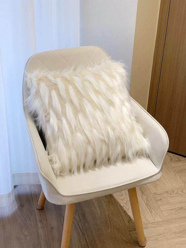 Plain Plush Cushion Cover Without Filler, Soft Throw Pillow Cover, Pillow Insert Not Include, For Sofa, Living Room - Beige - View 2