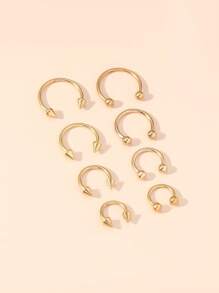 8pcs/16pcs/10pcs Stainless Steel C-Shaped Nose Ring Jewelry - Yellow Gold - View 1