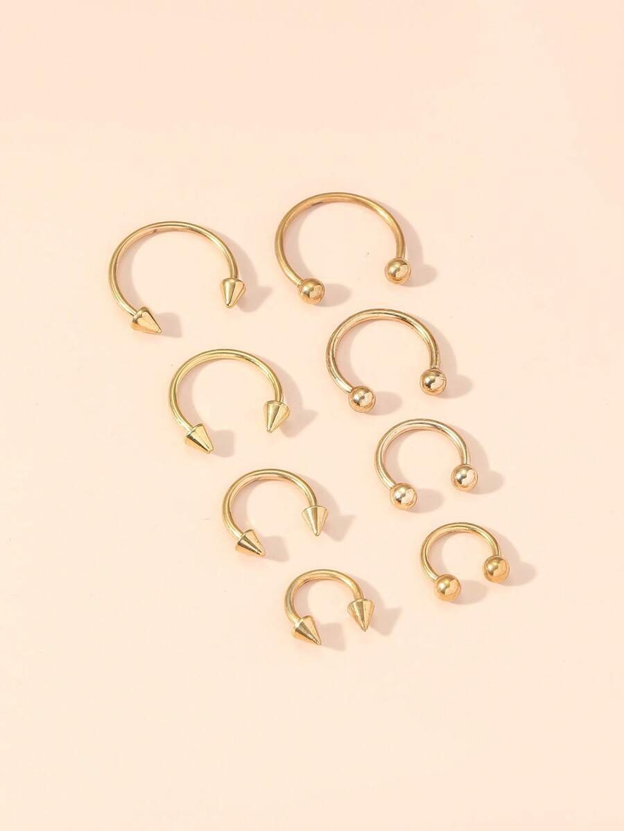 8pcs/16pcs/10pcs Stainless Steel C-Shaped Nose Ring Jewelry - Yellow Gold - View 1