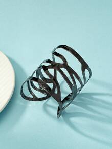 鏤空開口手鐲 - 槍黑色 - 查看 1