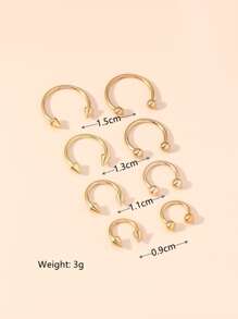 8pcs/16pcs/10pcs Stainless Steel C-Shaped Nose Ring Jewelry - Yellow Gold - View 3