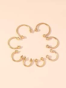 8pcs/16pcs/10pcs Stainless Steel C-Shaped Nose Ring Jewelry - Yellow Gold - View 4