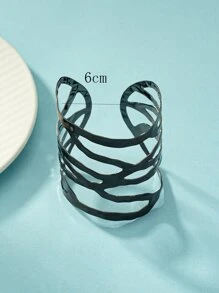 鏤空開口手鐲 - 槍黑色 - 查看 3