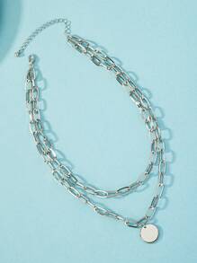 唱片墜飾多層次項鍊 - 黑色 - 查看 2