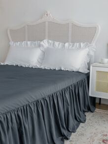 1pc Bed Skirt, Bedding, Soft & Breathable Bed Sheet With Ruffled Hem And Elastic Band, Comfortable Sleep, Lightweight & Elegant, Cloud-Like Soft Texture, Fits Twin, Full, Queen, King Size Beds, Machine Washable, Princess Style Room Decor - Dark Grey - View 6