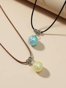 2入組/套情侶球吊墜項鏈 - 彩色 - 查看 2