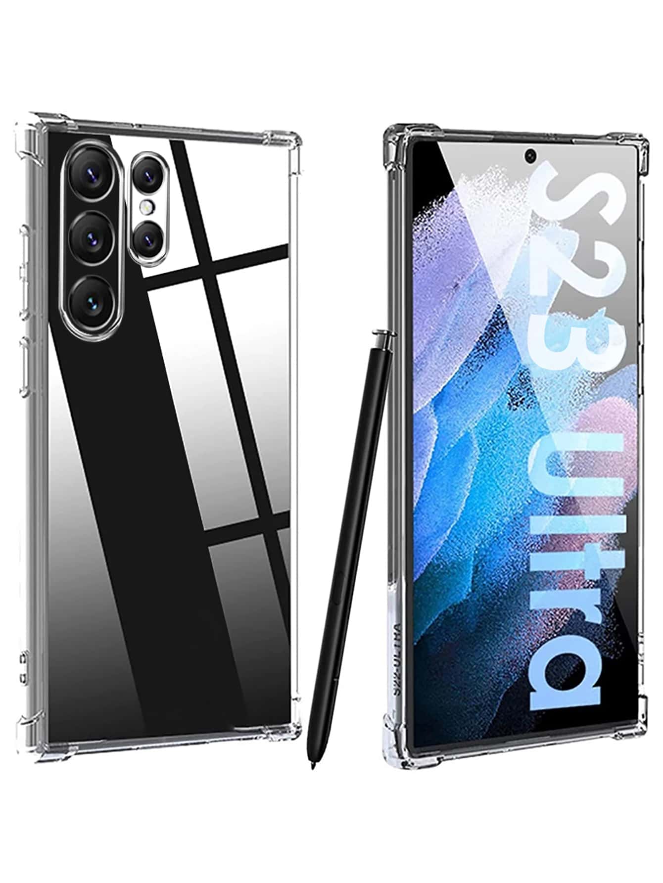 1pc Four-Corner Air Cushion Anti-Fall Phone Case, Silicone Transparent Protective Cover Compatible With IPhone 16/16Pro/16Plus/16ProMax, A55/A54/A53, S24/S24Ultra/S24Plus/S24FE - Clear - View 1