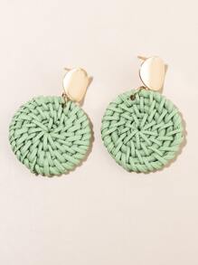 1 Paar Boho Cut Out geometrische Rattan Ohrringe für Frauen, Beach Creolen