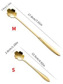 1入組花朵設計不銹鋼金色創意咖啡攪拌勺適用於甜品蜂蜜