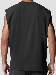 Manfinity Fitness Men Letter Graphic Sports Tank Top Workout Tops - Black - View 2