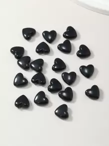20 颗黑色心形珠子带通孔，不褪色，适合制作手链、项链、服装、包链、工艺品、发饰、DIY 材料。情人节 - 黑色 - 查看 1