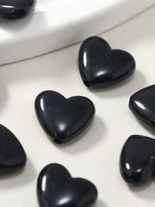 20 颗黑色心形珠子带通孔，不褪色，适合制作手链、项链、服装、包链、工艺品、发饰、DIY 材料。情人节 - 黑色 - 查看 3