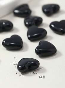 20 颗黑色心形珠子带通孔，不褪色，适合制作手链、项链、服装、包链、工艺品、发饰、DIY 材料。情人节 - 黑色 - 查看 4