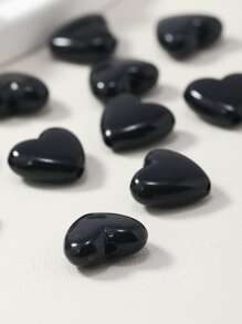 20 颗黑色心形珠子带通孔，不褪色，适合制作手链、项链、服装、包链、工艺品、发饰、DIY 材料。情人节 - 黑色 - 查看 5