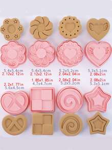 8 piezas Sello de galleta en forma de corazón y flor - Rosa - Ver 4