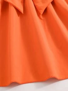 SHEIN Girls Solid Belted Dress - Orange - View 5