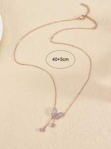 Vòng cổ bướm đính đá Cubic Zirconia - Hoa hồng vàng - Xem 4