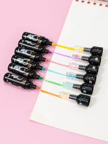 6pcs Astronaut Pattern Mini Highlighter Pen, Simple Portable Double Head Highlighter Pen For Drawing, Writing - Multicolor - View 2