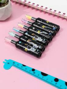 6pcs Astronaut Pattern Mini Highlighter Pen, Simple Portable Double Head Highlighter Pen For Drawing, Writing - Multicolor - View 3