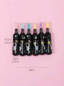 6pcs Astronaut Pattern Mini Highlighter Pen, Simple Portable Double Head Highlighter Pen For Drawing, Writing - Multicolor - View 4
