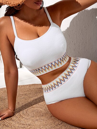 Chevron Tape Bikini Set For Summer Beach