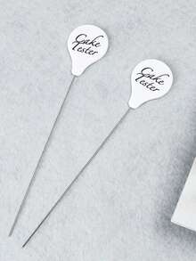 1pc Stainless Steel Cake Tester Stick, Daily Letter Graphic Baking Test Needle For Kitchen - White - View 1