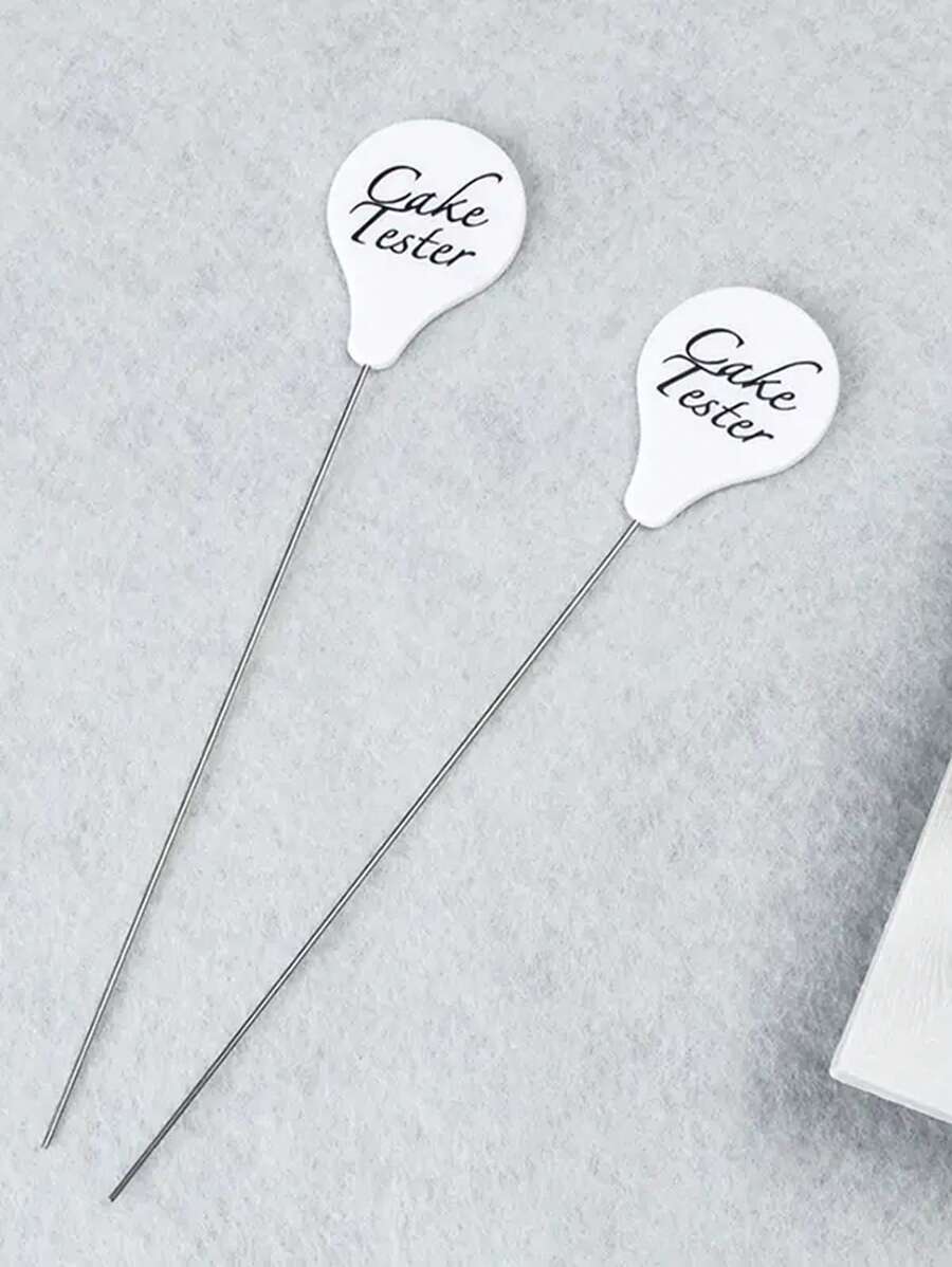1pc Stainless Steel Cake Tester Stick, Daily Letter Graphic Baking Test Needle For Kitchen - White - View 1