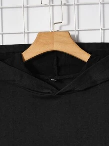 GENTILAND Men Plus Cotton Dinosaur Print Hoodie - Black - View 3