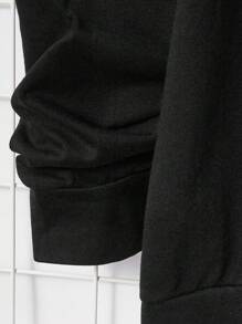 GENTILAND Men Plus Cotton Dinosaur Print Hoodie - Black - View 4