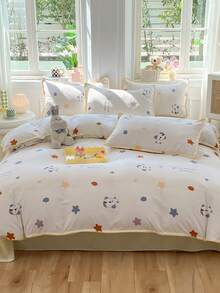 3pcs/set Cartoon Star Pattern Duvet Cover & 2 Pillowcase ), Modern Polyester Bedding Set For Home - Multicolor - View 7