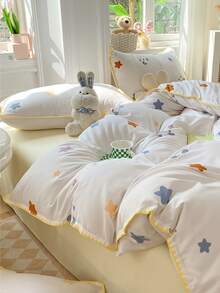 3pcs/set Cartoon Star Pattern Duvet Cover & 2 Pillowcase ), Modern Polyester Bedding Set For Home - Multicolor - View 8