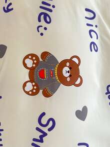 3pcs/set Cartoon Bear Pattern Duvet Cover & 2 Pillowcase ), Modern Polyester Bedding Set For Home - Multicolor - View 4