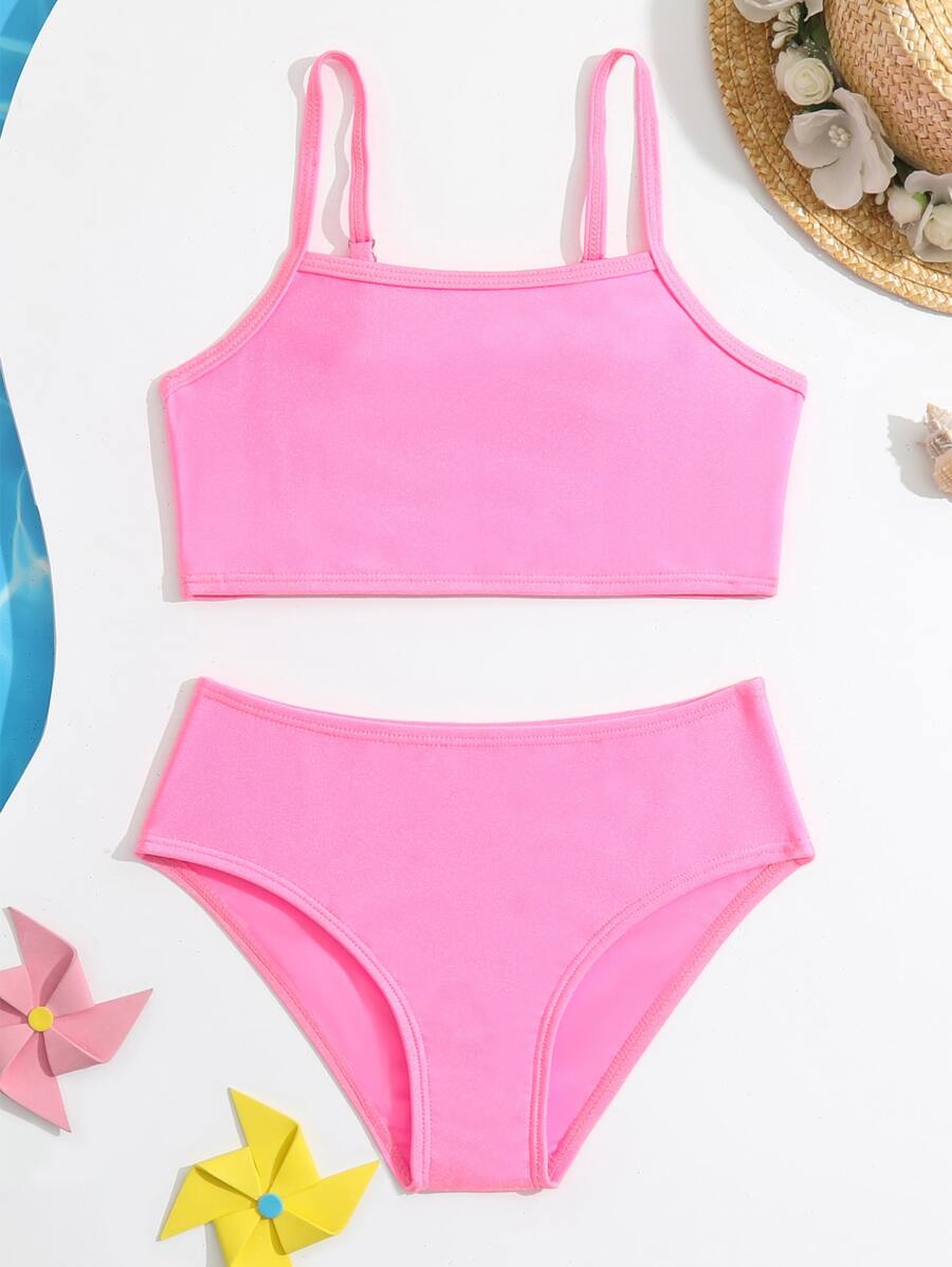 Bộ bikini trơn cô gái trẻ đi biển mùa hè - Hồng - Xem 1