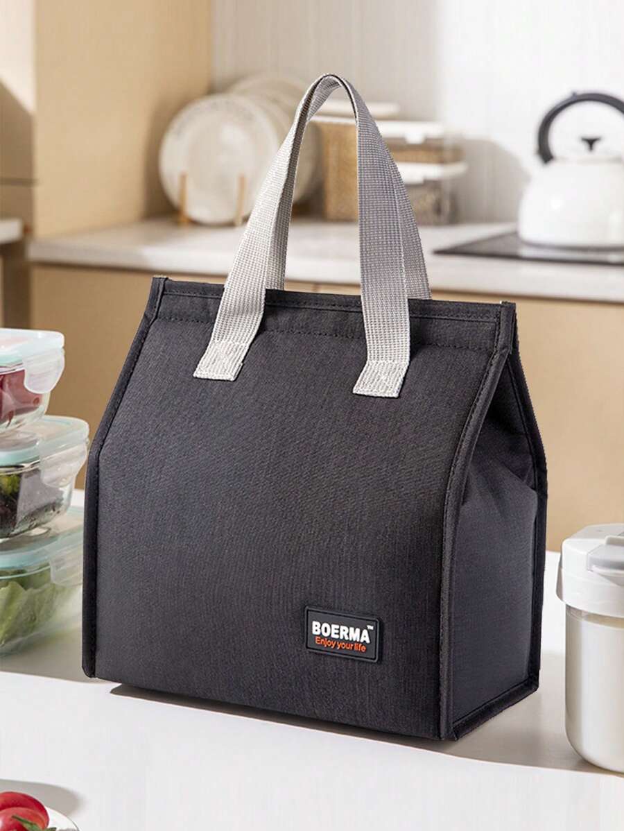 1 Túi Đựng Đồ Ăn Trưa Polyester, Màu Đen Hiện Đại Chữ Miếng Dán Trang Trí Cách Nhiệt Túi Đựng Đồ Ăn Trưa Cho Văn Phòng, Trường Học - màu đen - Xem 1