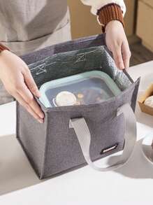 1 Túi Đựng Đồ Ăn Trưa Polyester, Màu Đen Hiện Đại Chữ Miếng Dán Trang Trí Cách Nhiệt Túi Đựng Đồ Ăn Trưa Cho Văn Phòng, Trường Học - màu đen - Xem 6