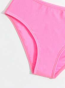 Bộ bikini trơn cô gái trẻ đi biển mùa hè - Hồng - Xem 4