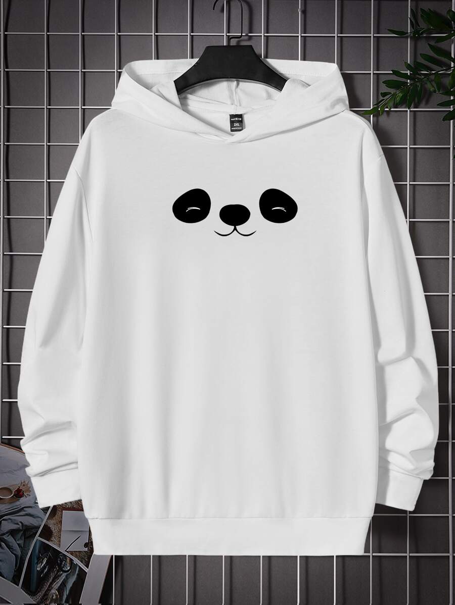 Manfinity RebelGame Men Plus Cotton Cartoon Graphic Hoodie - White - View 1